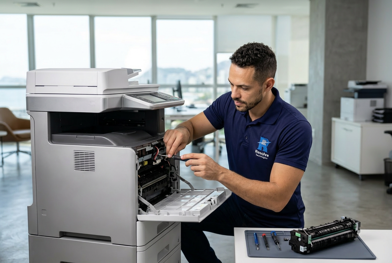 Manutenção de impressoras corporativas com técnico da Resolve Tecnologias no Rio de Janeiro