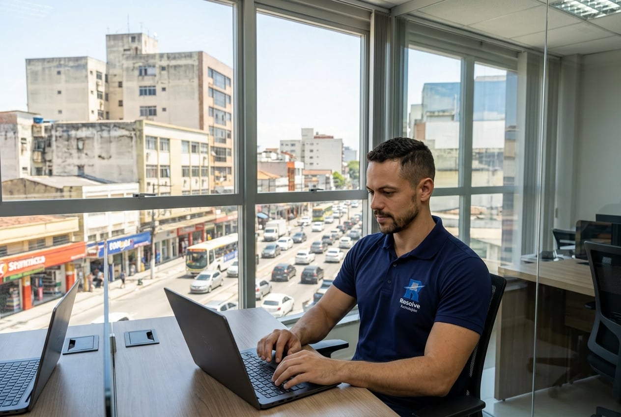 Técnico da Suporte de TI - Resolve Tecnologias realizando suporte de TI em Nova Iguaçu