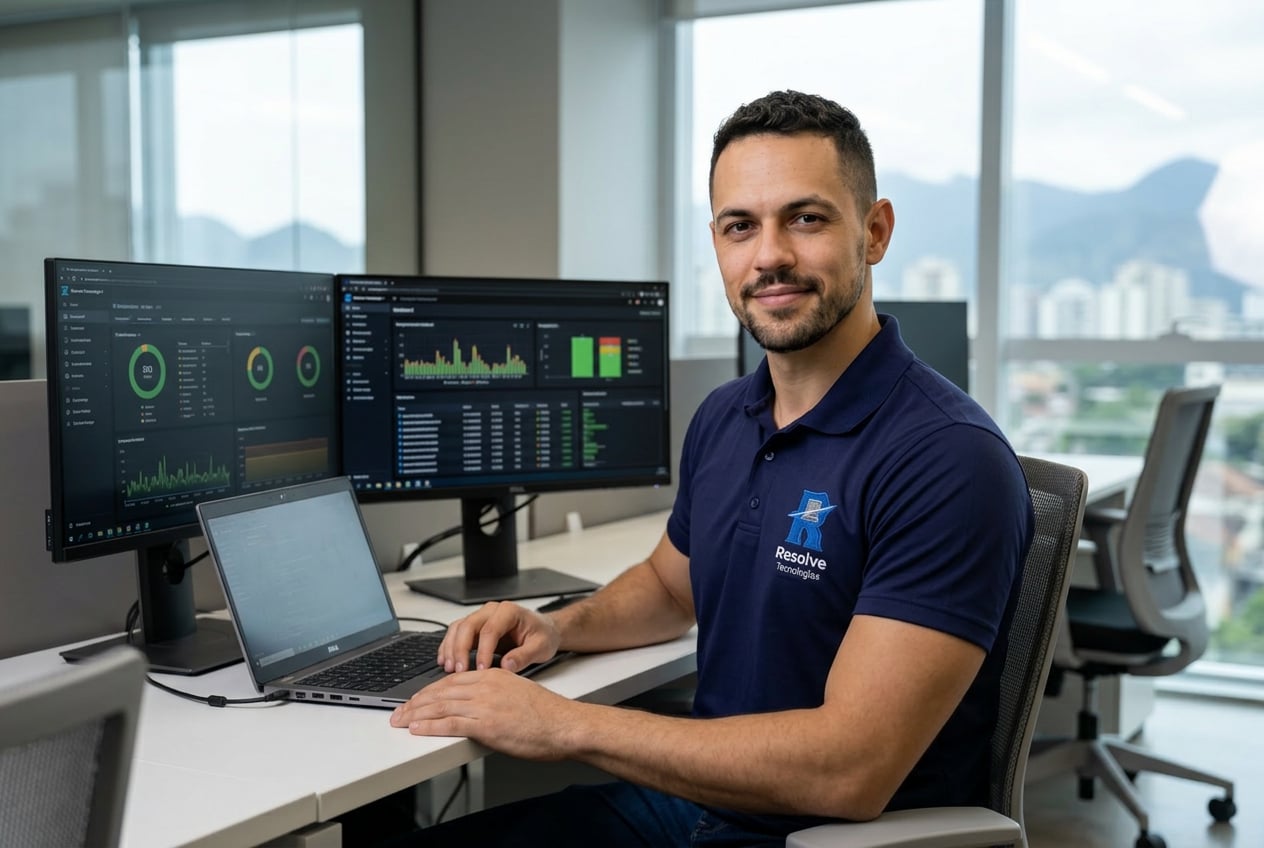 Técnico da Suporte de TI - Resolve Tecnologias realizando suporte de TI em São João de Meriti