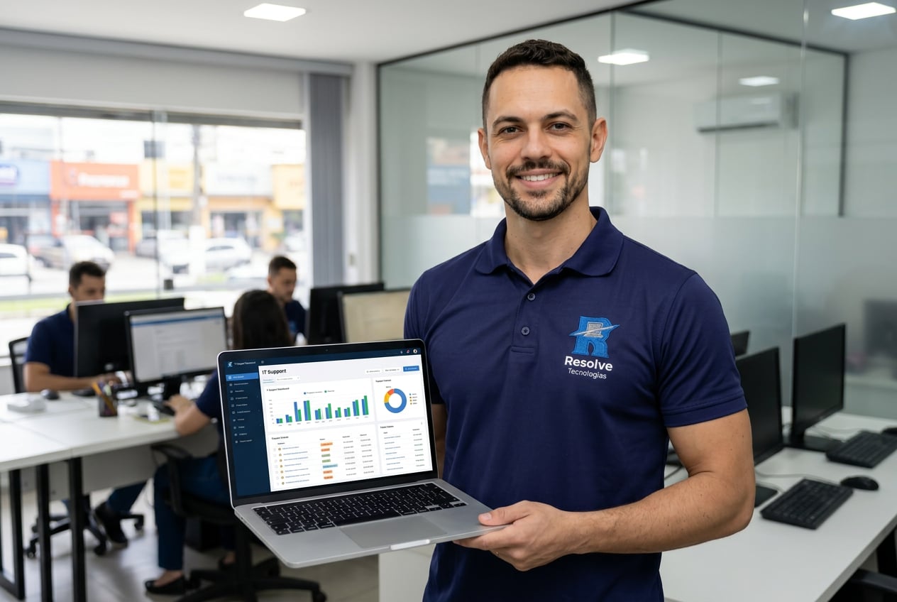 Técnico da Suporte de TI - Resolve Tecnologias realizando suporte de TI na Taquara