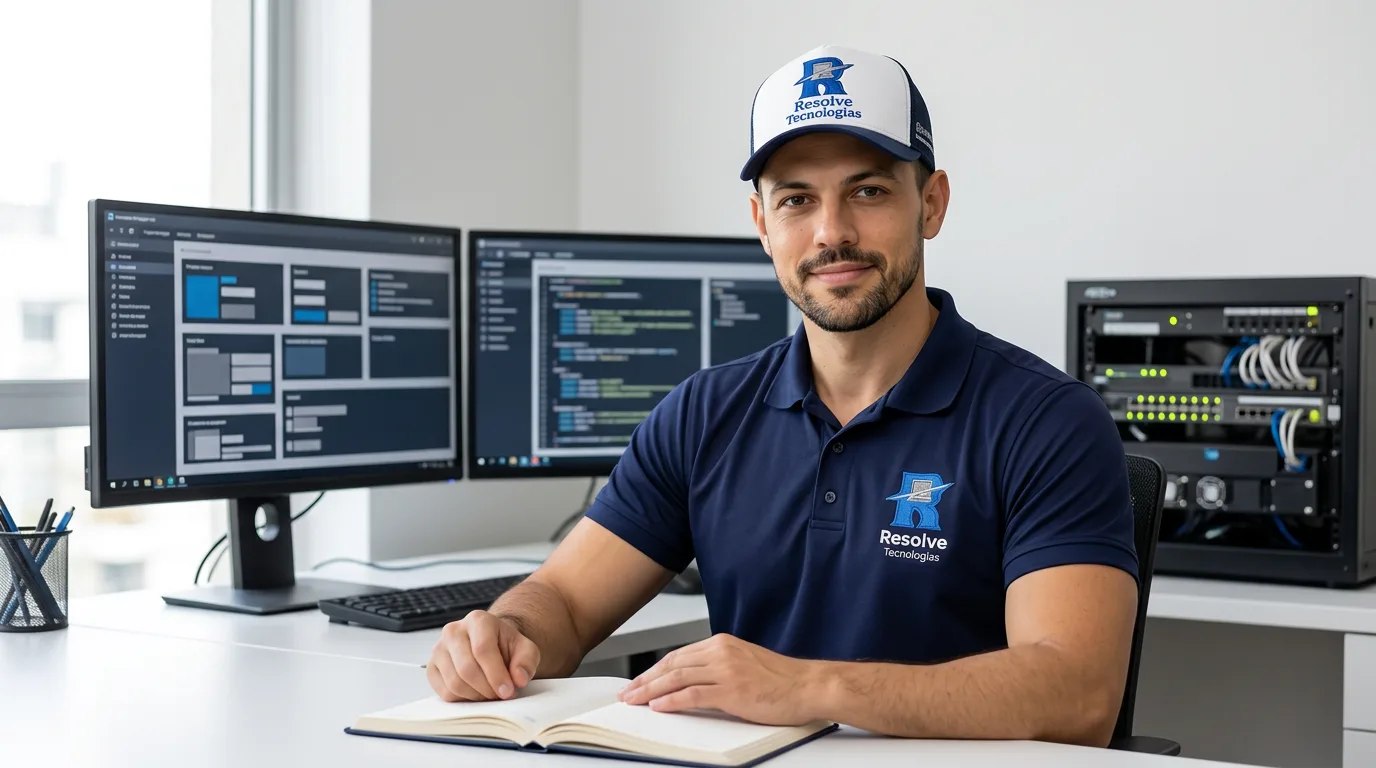 Técnico da Resolve Tecnologias em ambiente corporativo de suporte de TI para operações de crédito