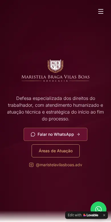 Site MBVB Advocacia no celular