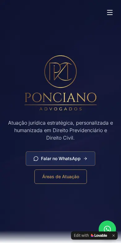 Site Ponciano Advogados no celular